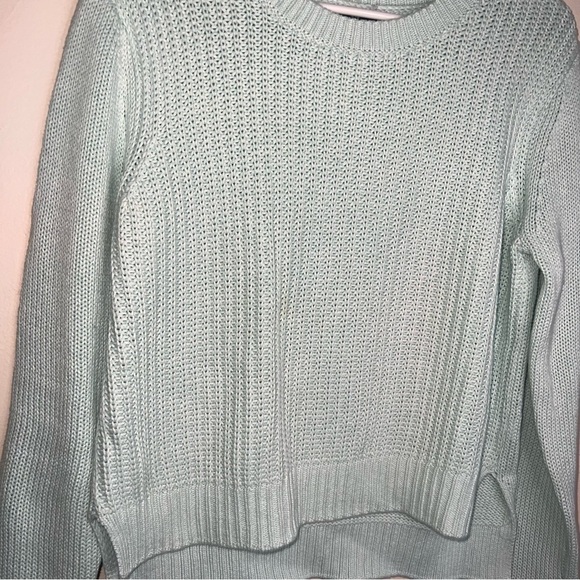GAP Mint Green Knit Cotton Crop Crewneck Sweater Size Medium - Picture 5 of 6